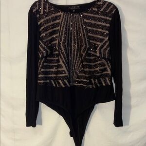Eloquii Black and Silver Sequin Bodysuit